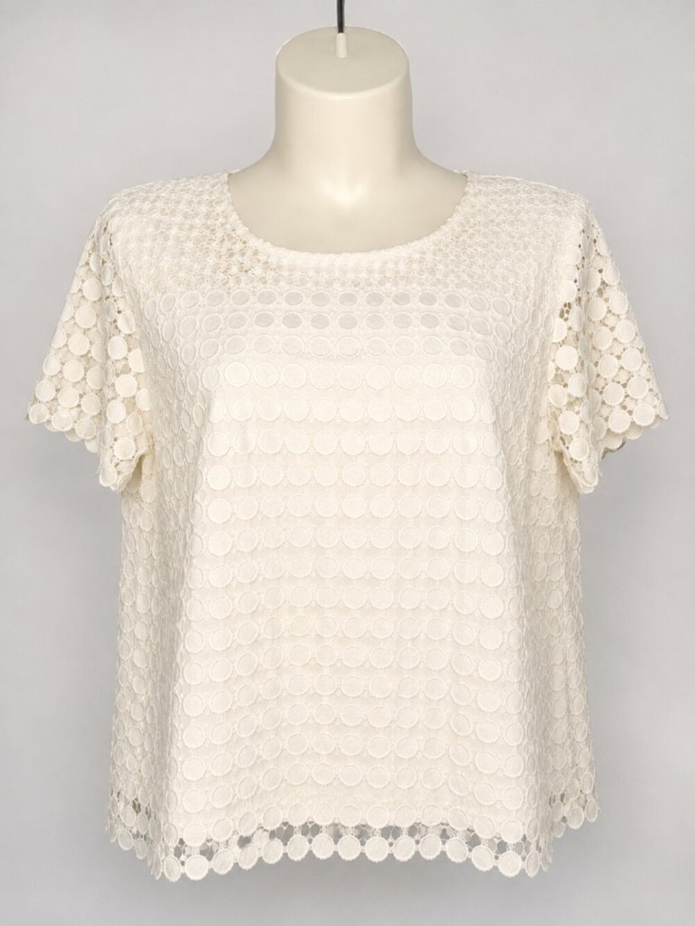 RSVP by Talbots Cream Lace Blouse – Size 3X Elegant Short Sleeve Top